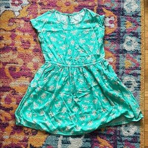 Floral Print Kids Dress - Turquoise